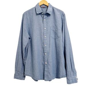 Boden Linen Blend Button Front Blue Large